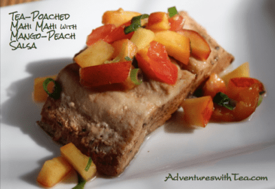 Tea-Poached Mahi Mahi with Mango Peach Salsa
